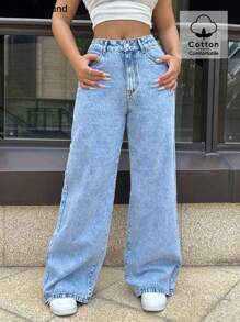 Mobula Sound#Fashionable Straight-Leg Denim Pants, Casual & Versatile For Spring/Summer Music Festival, Elegant For Women/Students