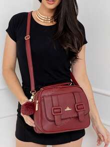 Women's Medium Spacious Crossbody Bag Casual Women's Bag - Burgundy - View 1