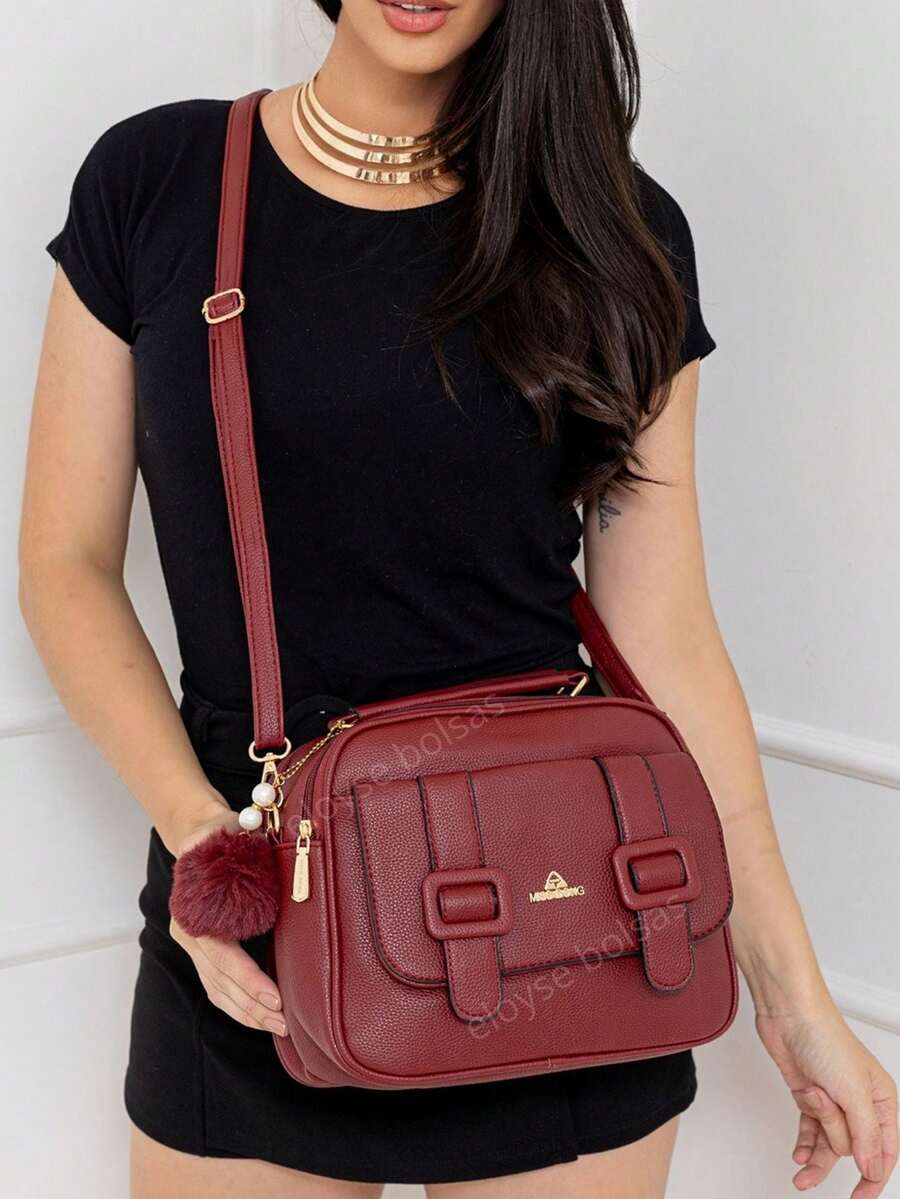 Women's Medium Spacious Crossbody Bag Casual Women's Bag - Burgundy - View 1
