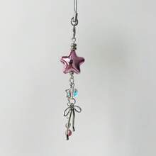 原创设计 Y2K 风格银色大星星绒球钥匙扣、可爱蝴蝶结星星绒球吊坠、卡包挂绳、手机挂绳、钥匙扣、手机挂饰、耳机盒挂饰、包包挂饰 - 彩色 - 查看 13