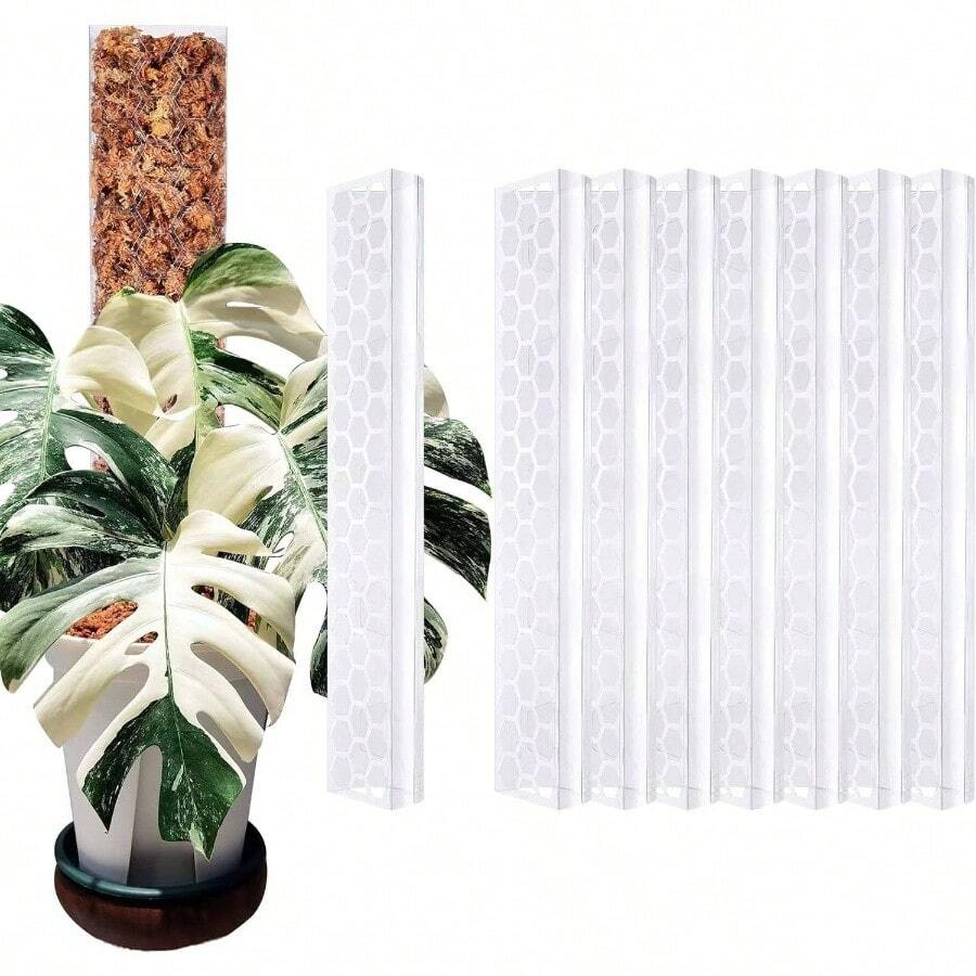 8 Pcs 17 Inch Plastic Moss Pole For Plants Monstera, Designed Specifically For Climbing Plants, Stackable Plant Support For Indoor Plants - 透明*8個 - 查看 1