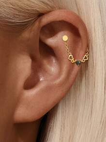 1pc 925 Sterling Silver Moss Agate Snake Shape Internally Threaded Flatback Labret Tragus Stud Conch Earring Tragus Helix Cartilage Piercing Gift For Her