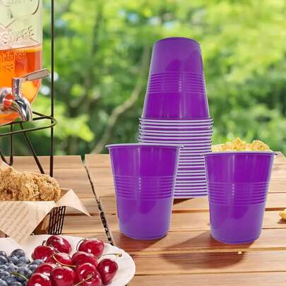 20pcs Plastic Grape Purple Large Capacity Plastic Party Cups, Suitable For Party Celebrations, Picnics, Barbecues, Etc. (Purple)