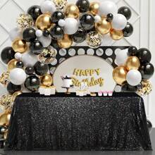 Sequin Tablecloth 48x95 Inches Rectangle/48 Inches Round, Glitter Table Cover Sparkly Classy Elegant Tablecloth For Christmas, Halloween, Weddings, Birthday Parties, Valentine's Day, Candy Buffets, Exhibitions, Graduation Ceremonies, Table Decorations
