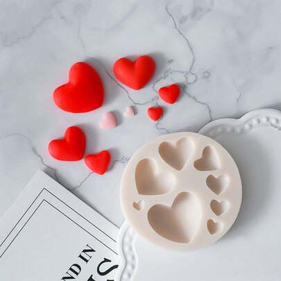 1/2pcs Multiple Heart-Shaped Silicone Mold, Candle Mold, Soap Mold, Resin Molds, DIY Soft Pottery Clay Drop Glue Decorative Mold, Hand Decorative Art Tools