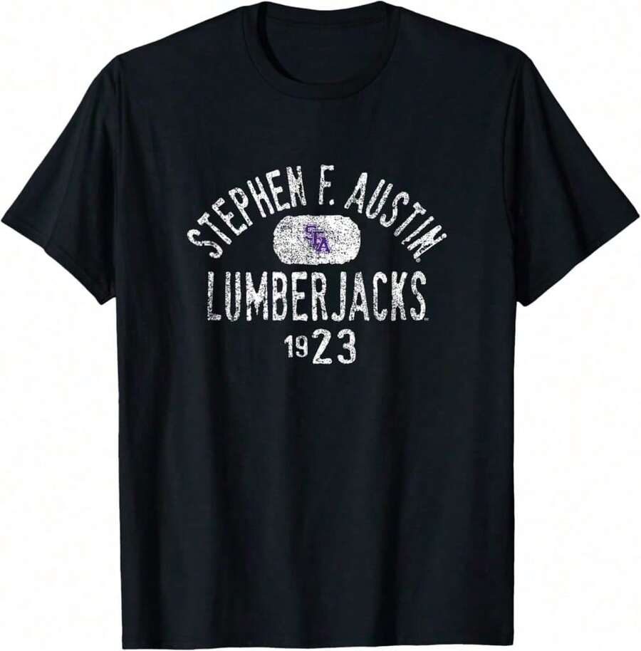 Stephen F. Austin Lumberjacks Men'S Black Vintage Sfa Logo T-Shirt - Small Unique Gift For Mom Gift For Female Friend - Black - View 1