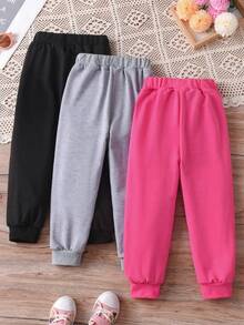3 件套女童秋冬裤套装，柔软舒适的运动裤，宽松版型，适合户外、休闲、派对，完美的礼物 - 彩色 - 查看 2