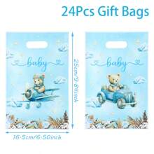 10/24/50 Stücke, Blaue Bär Baby-Shower Geschenkverpackung Taschen, süßes blaues Bär Muster Gender Reveal Party Geschenk Dekorationstaschen Süßigkeitstüten, Baby Dekorative Geschenkverpackung Zubehör, Baby-Shower Party Tischdekoration Zubehör, Neugeborenen Baby 1. Geburtstag Party Süßigkeitentüte, Baby-Shower Dekoration, Gender Reveal Dekoration, Baby-Shower Geschenk