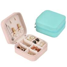 Leather Minimalist Jewelry Box With Lid, Large Capacity Jewelry Organizer Earrings Studs, Portable Trinket Storage - 粉色 - 查看 7
