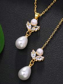 1pc Fashionable & Simple European And American Style Water Drop Backless Body Chain Necklace With Tassel For Women