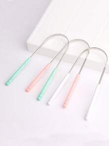 3/1 pieza, Rascador de lengua en forma de U para adultos, 1 rascador de lengua de acero inoxidable para reducir el mal aliento, productos de higiene masculina y femenina, herramientas de cuidado oral, sala de estar, familia, dormitorio, baño, suministros para el hogar, suministros de viaje, bodas, colas, cumpleaños, regalos para hombres, padres, amigos, Año Nuevo, accesorios, regalos divertidos (juego de varios piezas con colores aleatorios)