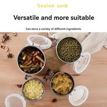 1pc/4pcs Stainless Steel Airtight Food Storage Container Set, With Clear Lids, Kitchen Counter Sugar, Flour, Tea, Candy, Cookie, Spice Containers, Seasoning And Spice Tools