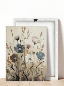 1pc Vintage Wild Flower Wall Art, Boho Canvas Wall Decor, Sage Flower Bathroom Wall Art, Countryside Landscape Poster, Pink Wild Flower Canvas Wall Art, Girl Hugging Floral Poster Print - Multicolor - View 19