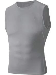 GYHSRunhit Sleeveless Compression Shirt Men Top Athletic Muscle Shirts Men - 淺灰色 - 查看 1