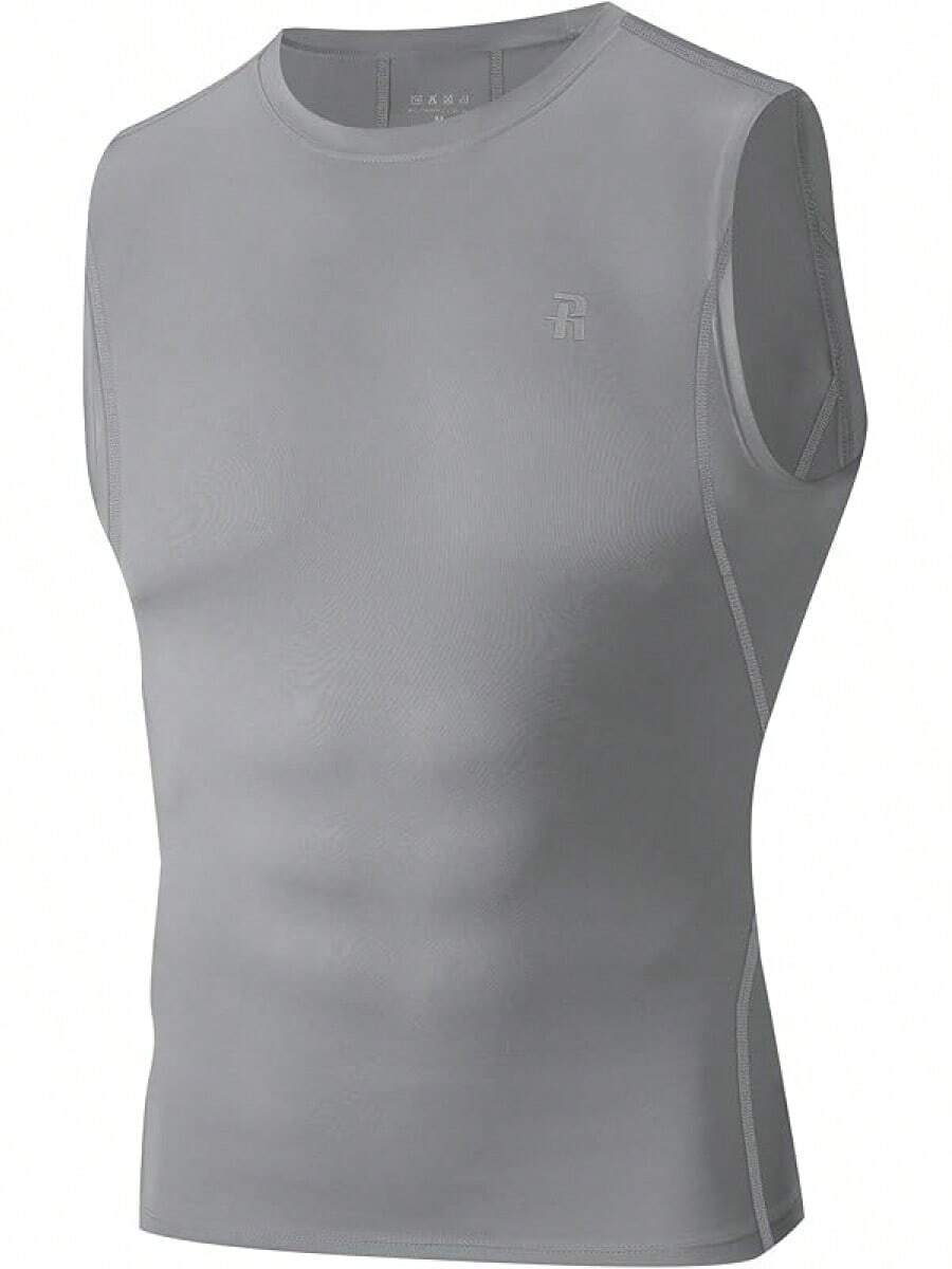 GYHSRunhit Sleeveless Compression Shirt Men Top Athletic Muscle Shirts Men - 淺灰色 - 查看 1