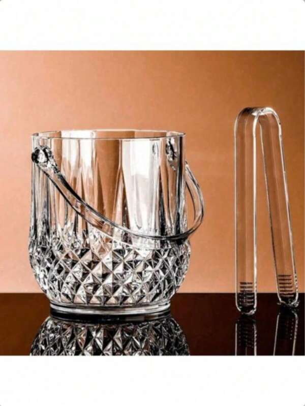 1pc Elegant Transparent Ice Bucket With Handle - Fashionable Portable Beverage Cooler, Suitable For Parties And Events, Halloween And Christmas Party Supplies