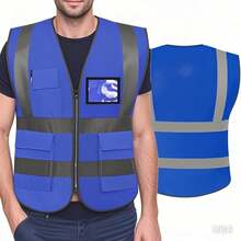 Chaleco de seguridad reflectante de alta visibilidad - Múltiples bolsillos, unisex, ligero y transpirable (sin sobrecalentamiento) - Ideal para ciclismo/construcción/saneamiento al aire libre - Cumple con ANSI/ISEA