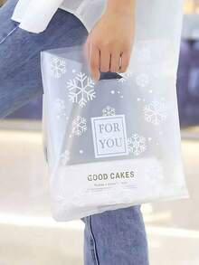 50 个/包雪花印花礼品袋 - 20*30 厘米（7.87*11.81 英寸）PE 塑料手提袋，透明圣诞礼品包装袋，适用于婚礼、母亲节、毕业典礼、情人节派对 - 雪花 - 查看 7