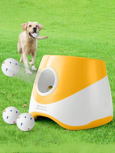 Lanzador de bolas automático actualizado para 2025 | Juguete interactivo para perros con 3 pelotas de tenis resistentes a masticar | Máquina lanzadora ajustable a 3 velocidades para entrenamiento en interiores/exteriores