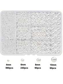 1 Box Of Fashionable Round Beads, 4/6/8/10mm ABS Imitation Pearls, DIY Handmade Production Kit Bracelet Pearl String Necklace Jewelry Production Process Decoration