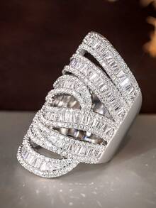 1 PC Glamorous Cubic Zirconia Ring For Women For Wedding Engagement Anniversary Party Jewelry Valentine's Day Gift - 1# - View 2