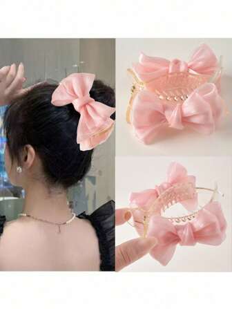 1 st flickans dubbelsidiga chiffong dubbellagers rosett hårklämma