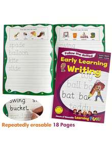 Caderno de prática de caligrafia com alfabeto e números em inglês A4, livro de exercícios educativos para aprendizagem precoce apagável