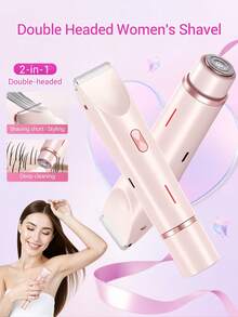 Barbeador Elétrico Feminino 2 em 1, Removedor de Pelos Faciais, Barbeador Corporal Feminino, Barbeadores Elétricos Recarregáveis, IPX7 À Prova d'Água para Uso Molhado e Seco, Aparador de Maiô Bikini para Mulheres, Barbeadores Elétricos Indolores, Barbear Suave, Aparador de Cabelo para Rosto, Lábios, Queixo, Axilas, Braços, Pernas, Mãos, Presente Ideal para Mulheres e Meninas, Barbeador Facial, Depilação, Para o Verão, Cuidados com a Pele, Aparador de Pelos Corporais