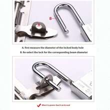 1pc Stainless Steel Anti-Theft Padlocks & 4 Keys, Extra Long Shackle, Front Door Lock, Square Leaf Padlock, Cabinet Lock, Drawer Lock, Dorm Room Lock, Universal Hardware Accessories - Silver - View 6