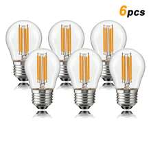 6 件装 G45 4W 复古球形 LED 灯丝爱迪生灯泡 E27 220V 可调光复古风格仿古色调玻璃 40W 白炽灯等效 320LM 2700K 暖白光灯适用于家用吊灯仿古灯具 - 4W Clear Glass - 查看 3