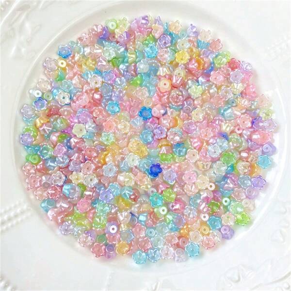 100 pièces Perles de fleurs de carillon de vent de 8 mm - Perles acryliques mélangées dégradées bicolores pastel pour la fabrication de bijoux DIY, bracelets, colliers, ornements, perles pour la confection de bracelets, fournitures de perles artisanales, design de perles ludique, qualité de perles réfléchissante
