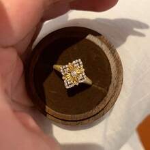 18K镀金复古可调节奢华四叶草戒指，女款，法式宫廷风格 - 金色 - 查看 2