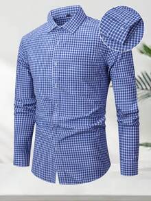 Luxury Wingtip Collar Dress Shirt For Groom, Stretch Comfort Fit, Wrinkle-Free & Breathable Fabric, Self-Tie Bow Tie, Black Tie Wedding & Gala Essentials - Màu xanh đậm và trắng - Xem 1