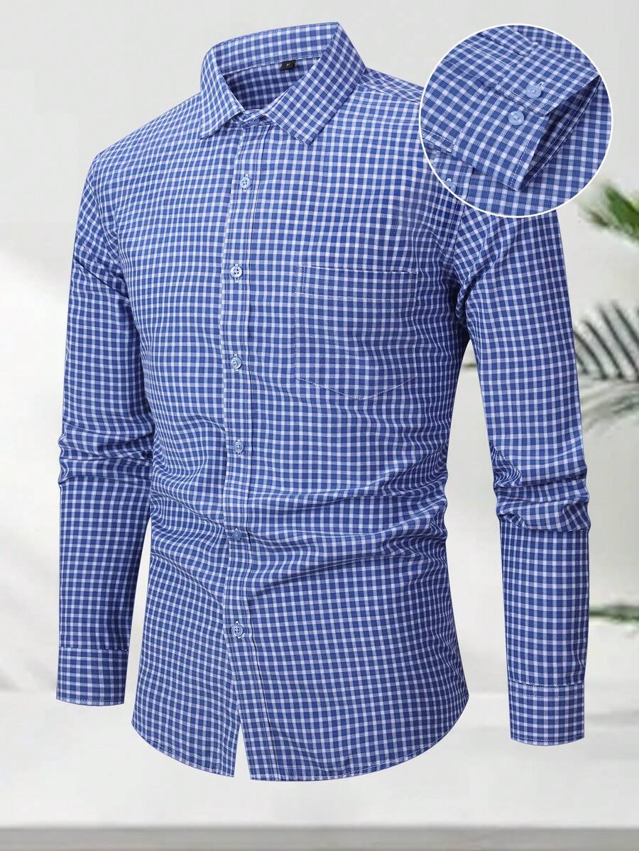 Luxury Wingtip Collar Dress Shirt For Groom, Stretch Comfort Fit, Wrinkle-Free & Breathable Fabric, Self-Tie Bow Tie, Black Tie Wedding & Gala Essentials - Màu xanh đậm và trắng - Xem 1