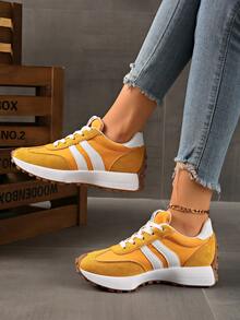 Retro Thick Sole Sneakers, Thickened Upper, Suitable For Running, Women - Kuning - View 3