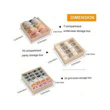 Bra Socks Underwear Organizer 3 Packs, Foldable Closet Organizer Drawer Soft Fabric Dresser Drawer Divider Bins For Bra Underwear Socks Ties Lingerie (Beige) - Beige-Set of 3 - View 2