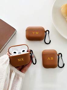 1 chiếc ốp bảo vệ tai nghe Bluetooth màu be mờ tối giản, cá nhân hóa, thời trang đa năng, kèm 1 móc tai nghe, tương thích với ốp Apple, có thể khắc tên chữ cái tùy chỉnh, dành cho điện thoại di động và phụ kiện, quà tặng ý nghĩa hôm nay, quà tặng tùy chỉnh. - Màu xanh lam - Xem 3