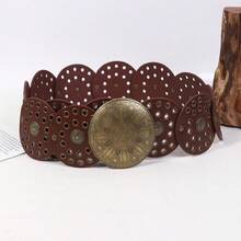 1 件闪亮波西米亚 PU 皮革腰带，春夏秋秋季，秋季，万圣节 - 復古壓花腰封 - 查看 3