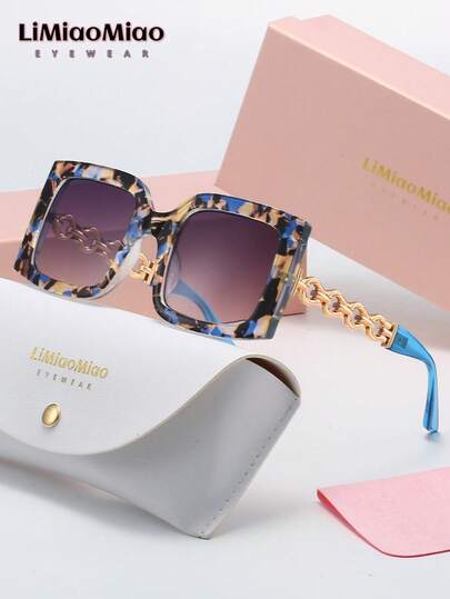 LiMiaoMiao 1 件男女通用方形时尚 Y2K 时尚装饰眼镜，配有眼镜盒和清洁布，很棒的礼物
