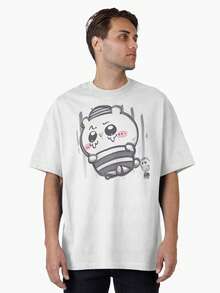 Chiikawas T-Shirt, Chiiikawas Captured Outfit T-Shirt Casual Short Sleeve Tee For Anime Fans, Perfect For Spring Summer, Birthday Or Holiday Gift, Comfortable & Stylish, Anime T Shirts For Men & Women - White - View 1