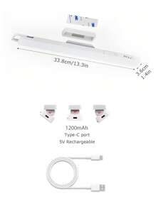 1个可调节颜色线性梳妆灯，3种灯光模式，Type-C 5V可充电，可调光，无线LED灯，触摸/遥控，适用于浴室镜子、橱柜、墙壁、照片、书房照明
