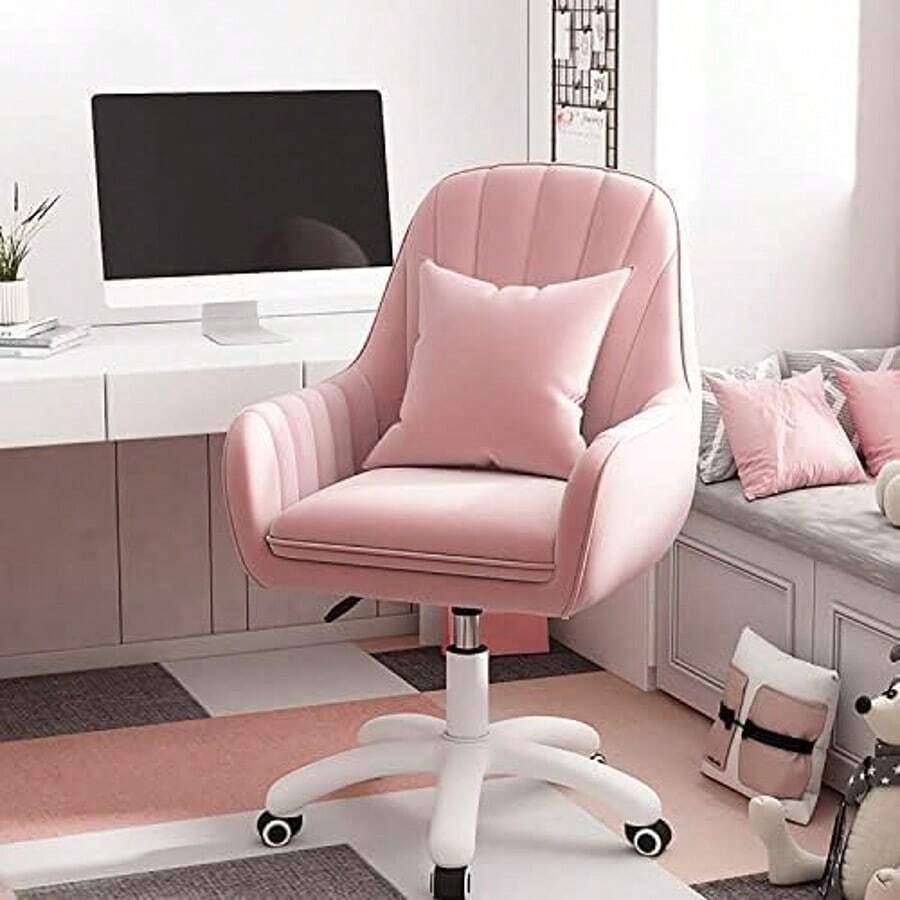 Cute Office Chair Home Computer Chairs Adjustable Task Chairs Modern Office Chair Makeup 360° Swivel Computer Mid Back Chair - Hồng - Xem 1
