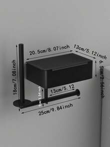 1 件卫生纸架卫生间卫生纸架带湿巾盒壁挂式不锈钢纸架卫生纸架浴室卷纸架（款式随机发货） - 黑色 - 查看 6