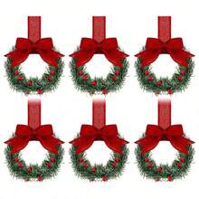 Small Christmas Wreaths,Christmas Kitchen Cabinet Wreaths Wirh Red Berries, Mini Christmas Wreaths For Centerpiece Front Door Decor,Christmas Decorations,Living Room Decorations,Office Decorations - 彩色 - 查看 14