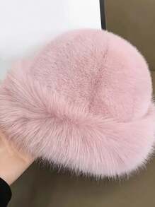 1 件女士冬季毛茸茸帽子，欧式和韩式保暖头饰，纯色可爱百搭，加厚设计