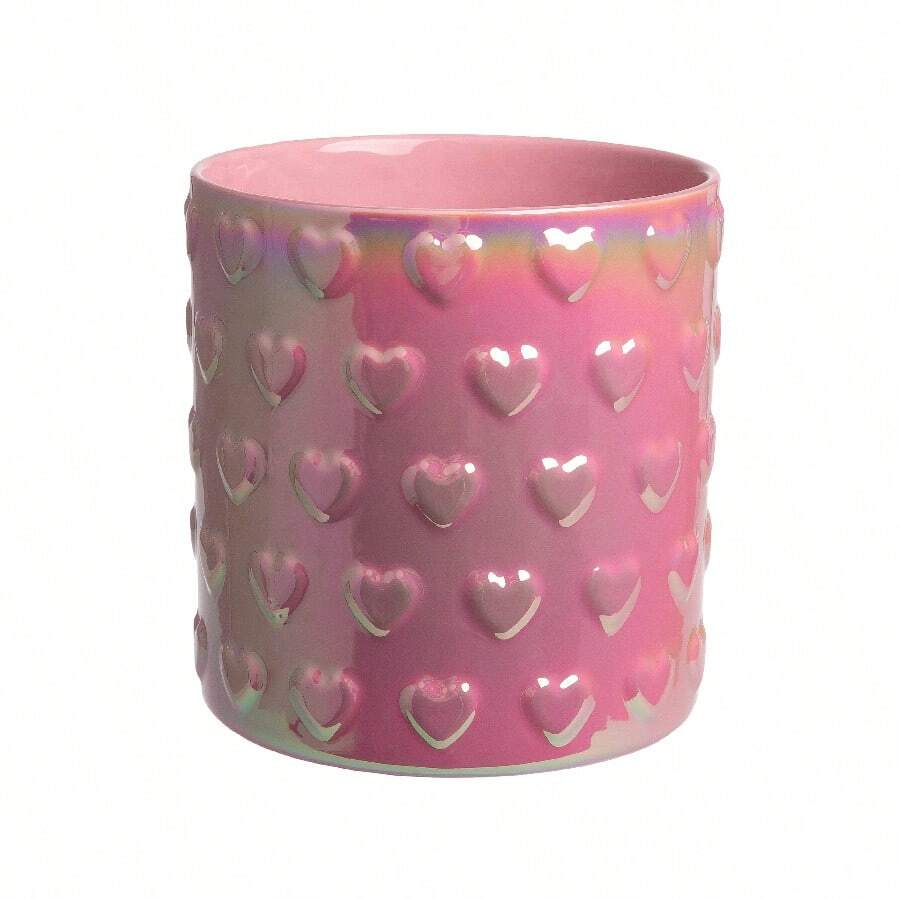 Paris Hilton Embossed Hearts Ceramic Utensil Crock, Fits Up To 18 Kitchen Gadgets, Multipurpose Holder, Decorative Vase, Pink Iridescent - Hồng - Xem 1