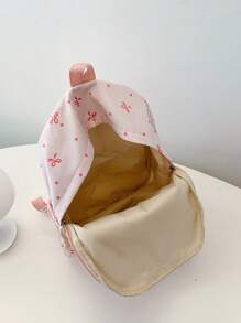 1个可爱学院风双肩包，蝴蝶结设计，带笔记本电脑隔层和可调节肩带，休闲轻便旅行包，适合女孩/青少年/学生/毕业生，是日常使用、外出、旅行、上学和返校的理想之选。 - 粉色 - 查看 4