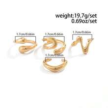 4pcs/Set Casual Minimalist Geometric Liquid Teardrop Metal Ring Set, Fashionable Punk Charm Jewelry For Men - 4-piece Ring Set - View 4