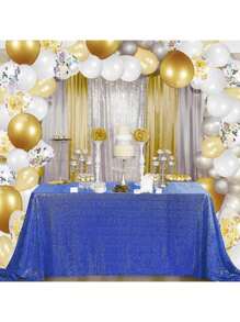 Sequin Tablecloth 48x95 Inches Rectangle/48 Inches Round, Glitter Table Cover Sparkly Classy Elegant Tablecloth For Christmas, Halloween, Weddings, Birthday Parties, Valentine's Day, Candy Buffets, Exhibitions, Graduation Ceremonies, Table Decorations