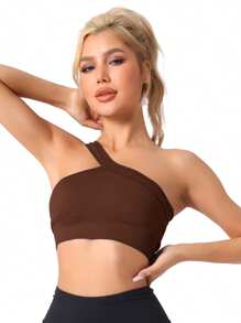 Women's Off-Shoulder Ribbed Workout Bras Fitness Comfort Lingerie Top Underwear